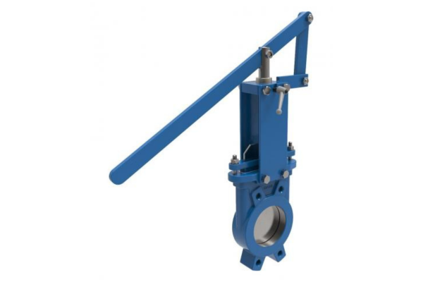 Knife gate valve with lever